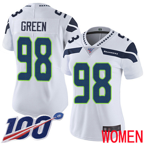 Seattle Seahawks Limited White Women Rasheem Green Road Jersey NFL Football #98 100th Season Vapor Untouchable->women nfl jersey->Women Jersey